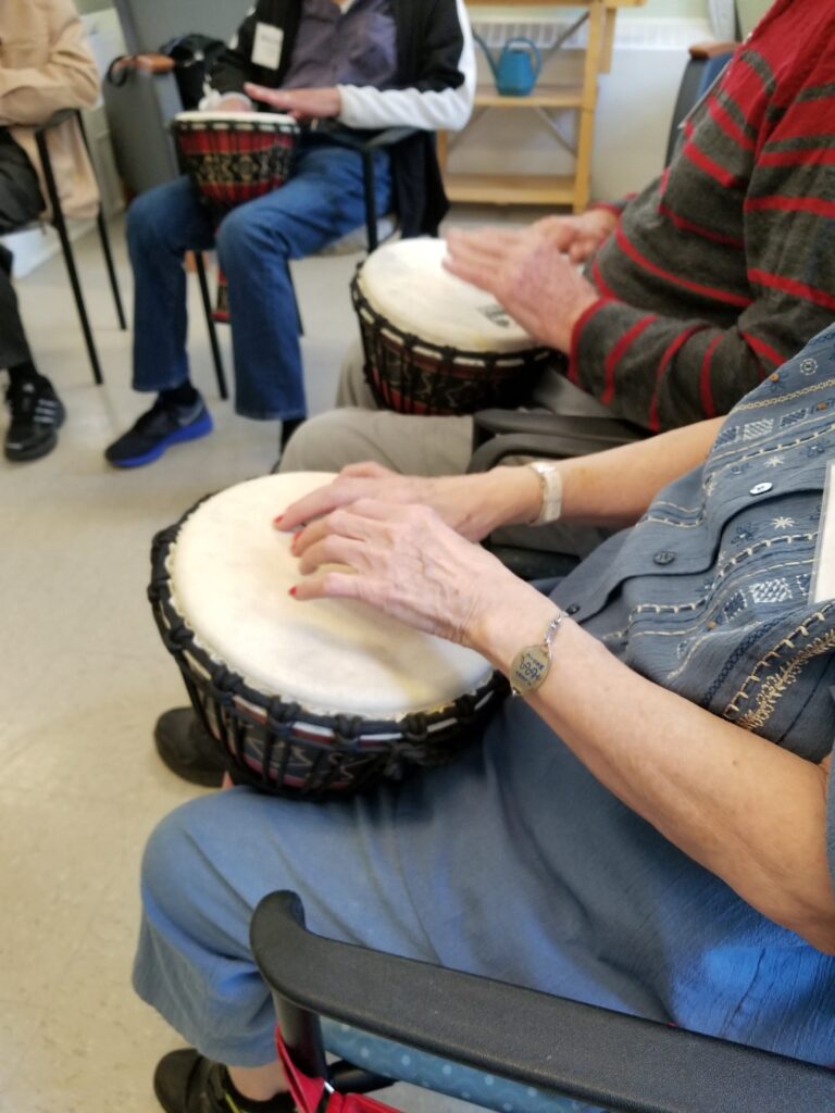 pictures of seniors playing African drums